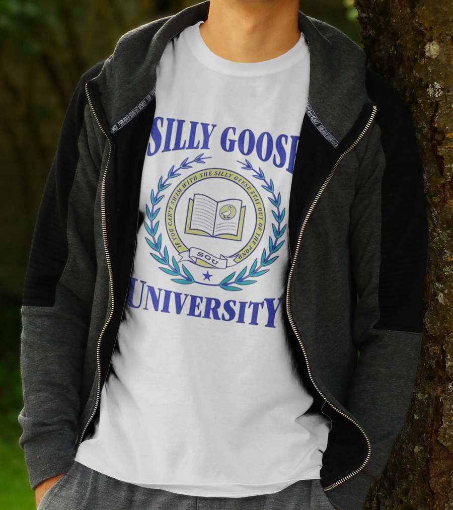 Silly Goose University Educated With The Silly Goose Stay Out Of The Pond T-Shirt