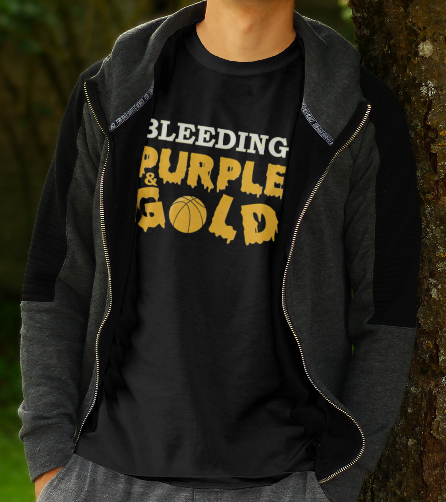 Bleeding Purple And Gold Basketball T-Shirt