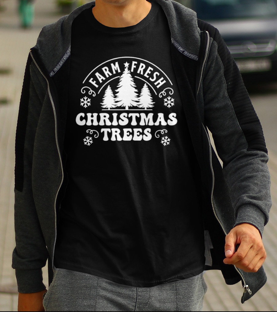 Farm Fresh Christmas Trees Snowflakes Pines T-Shirt