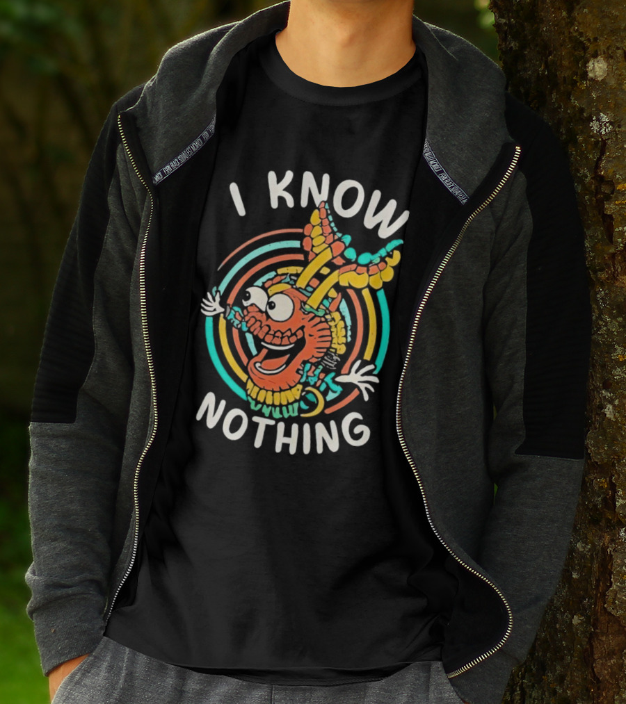 I Know Nothing Vibrant Cartoon Creature With Colorful Swirls T-Shirt