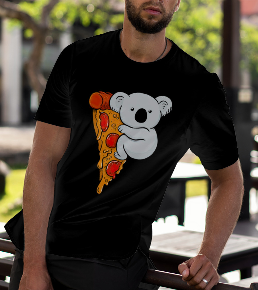 Koala Hugging Pizza Slice Cartoon T-Shirt