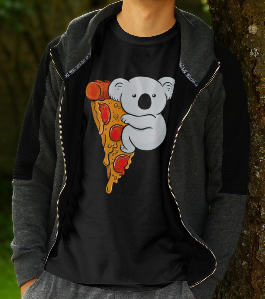 Koala Hugging Pizza Slice Cartoon T-Shirt