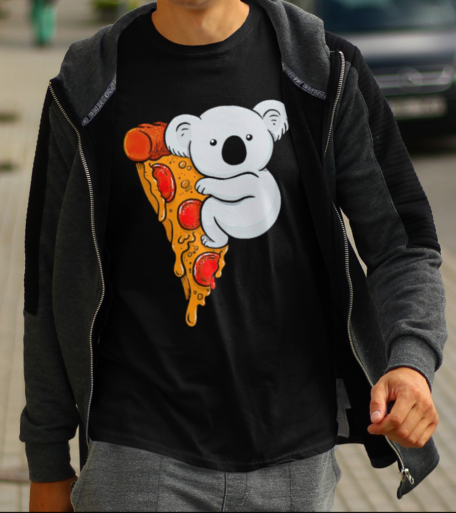 Koala Hugging Pizza Slice Cartoon T-Shirt