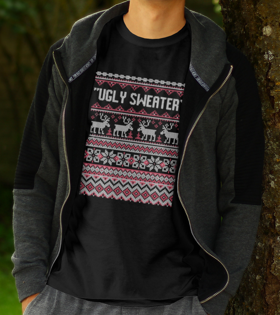 Ugly Sweater Christmas Reindeer Snowflake T-Shirt