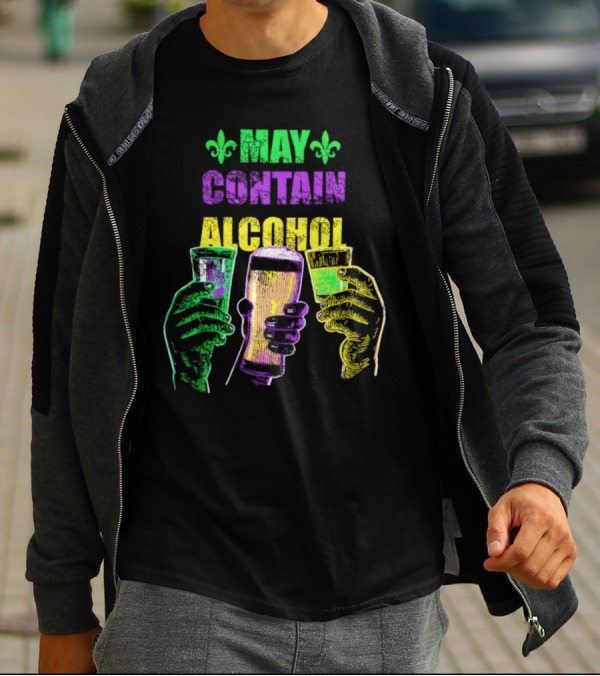 May Contain Alcohol Fleur-de-Lis Colorful Drink Glasses T-Shirt