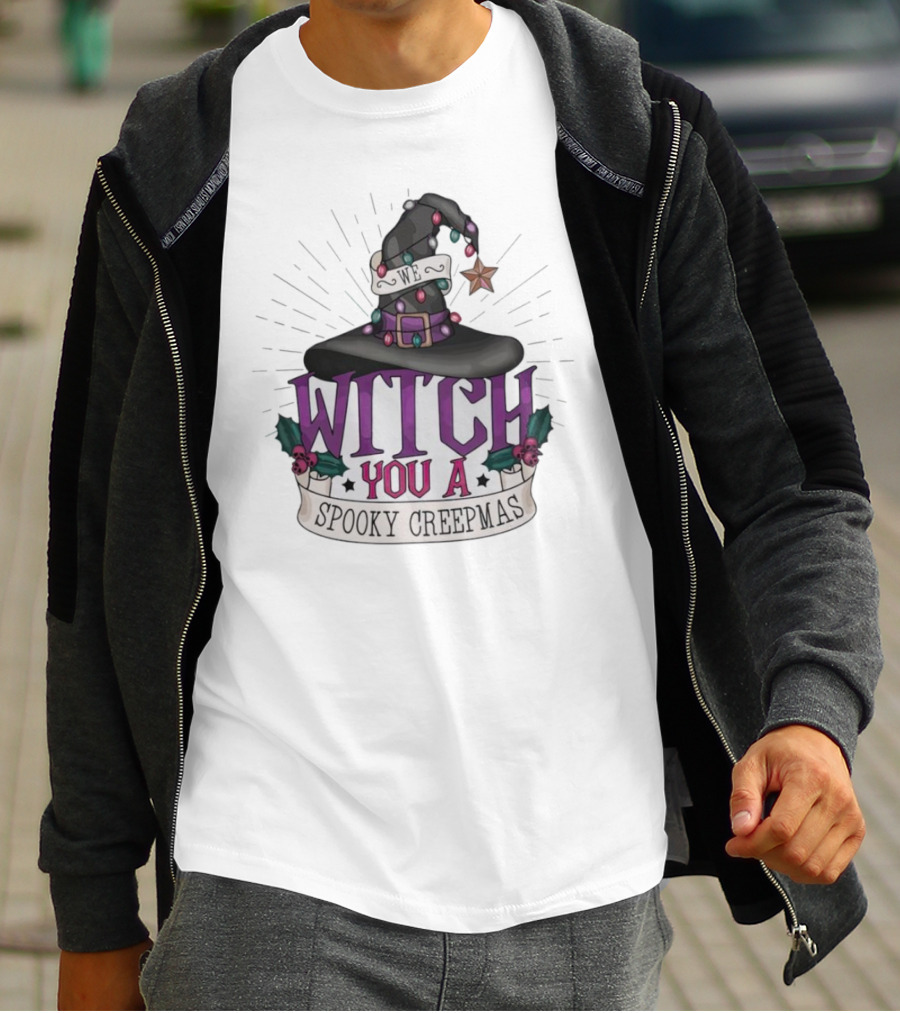 We Witch You A Spooky Creepmas Christmas Magic Hat Holiday T-Shirt