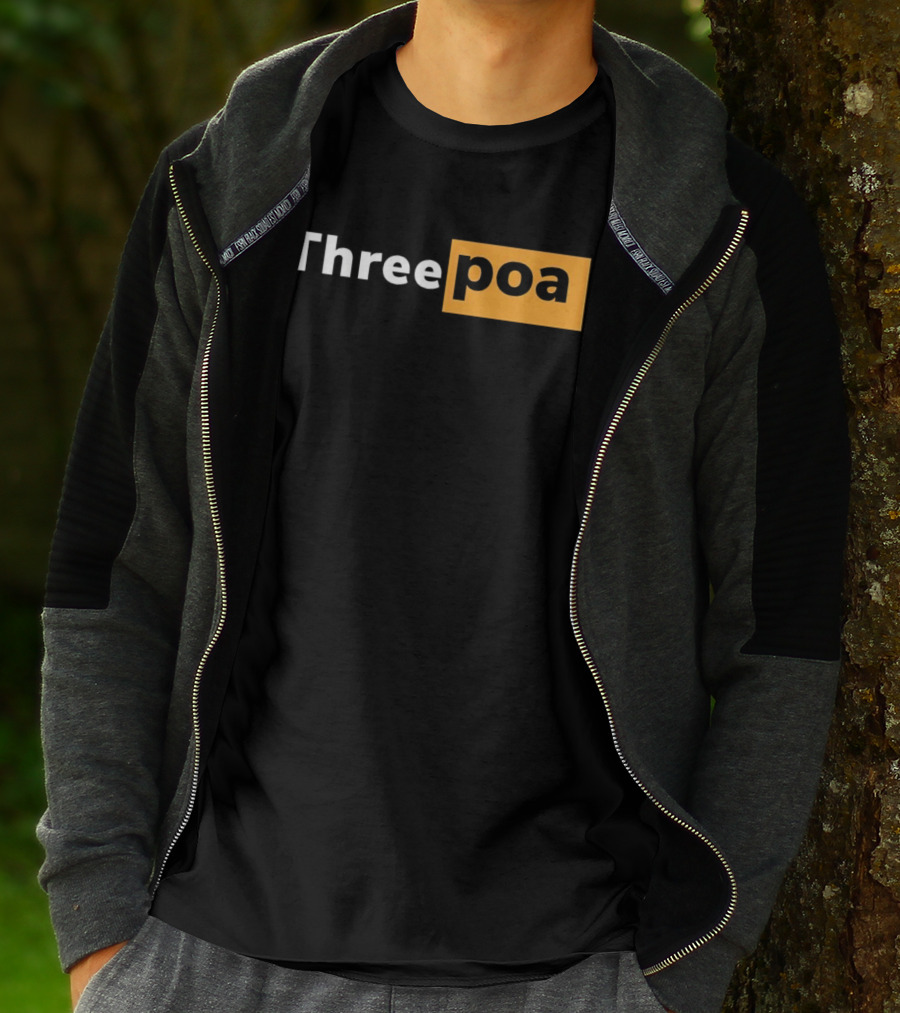 Threepoa Hub Classic Style Text Bold Minimalist Contrast T-Shirt