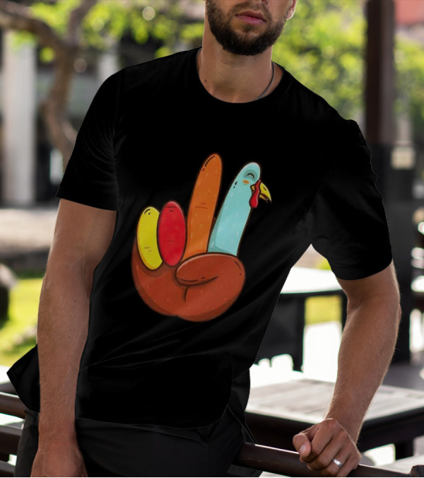 Peace For Turkeys Hand Gesture Turkey Pardon Humor T-Shirt