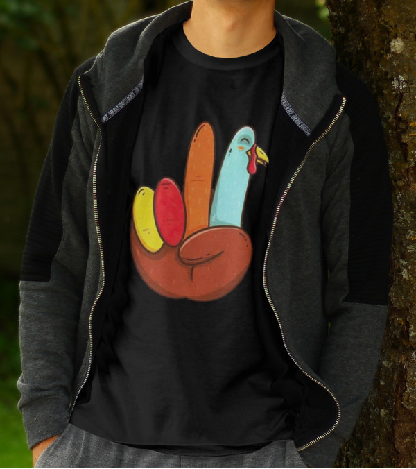 Peace For Turkeys Hand Gesture Turkey Pardon Humor T-Shirt