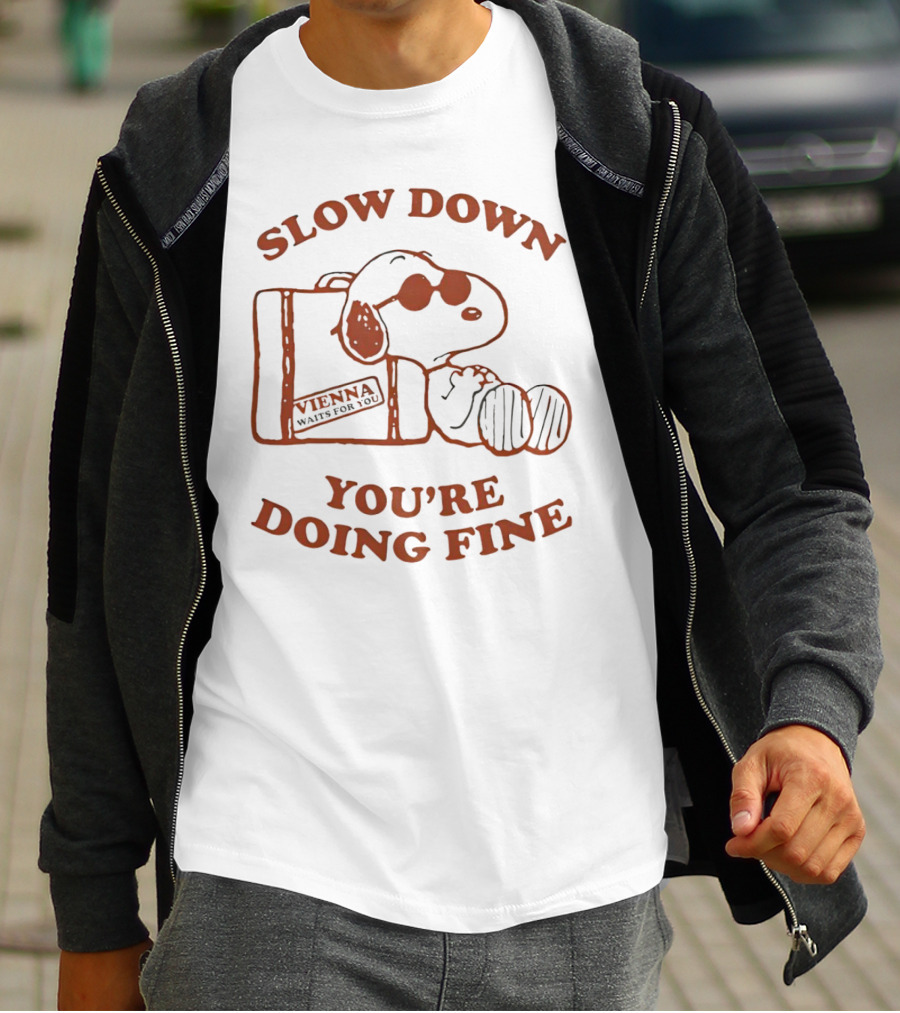 Snoopy Slow Down You’re Doing Fine Vienna Waffle Box T-Shirt