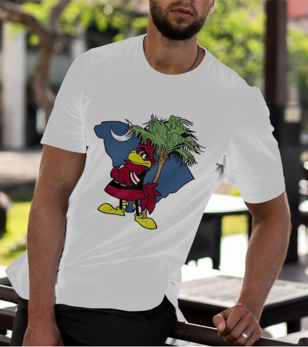 South Carolina Gamecocks Mascot State Emblem Palmetto Tree And Crescent Moon T-Shirt