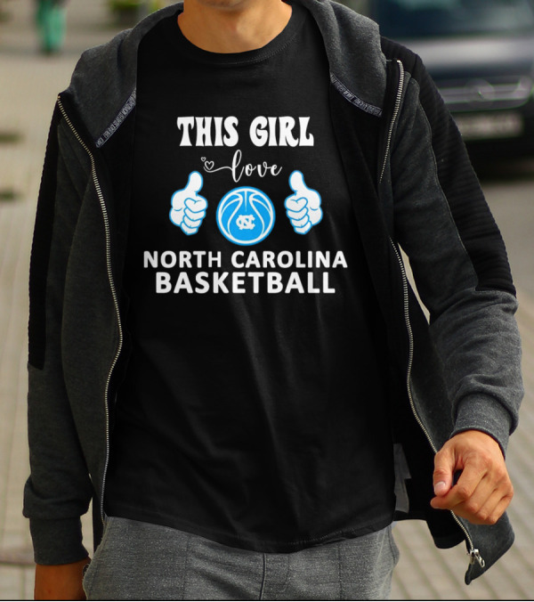 This Girl Love North Carolina Basketball With Heart And Ball T-Shirt
