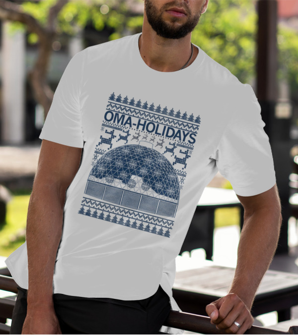 Oma Holidays Christmas Dome Pattern With Reindeer And Trees T-Shirt