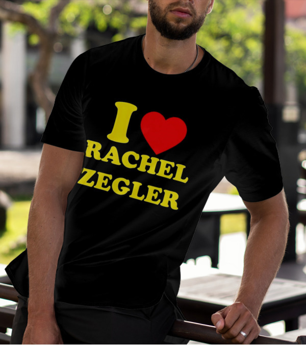 I Love Rachel Zegler Bold Yellow Letters With Red Heart T-Shirt
