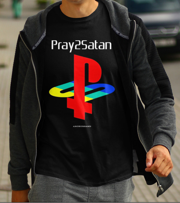 Pray2Satan Anchorsand Playstation T-Shirt