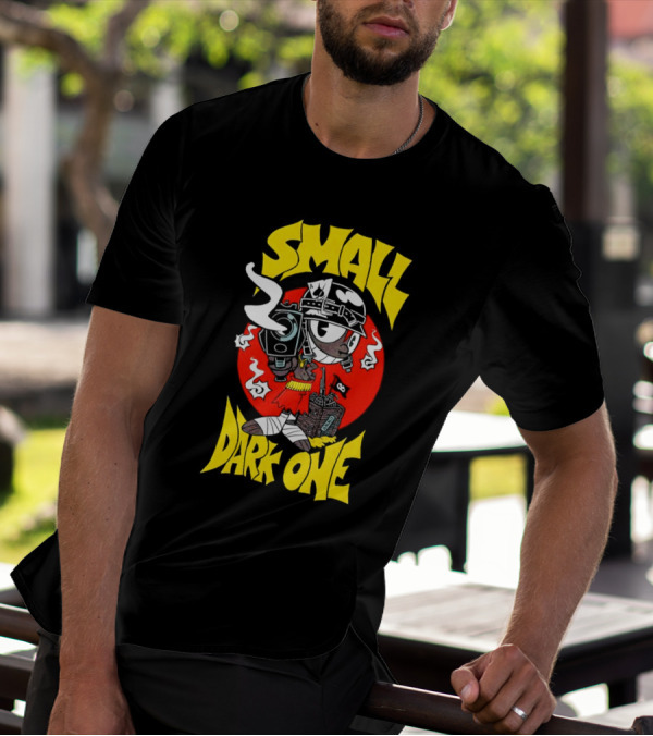 Small Dark One Gunsmoke Skateboard Pizza Character T-Shirt