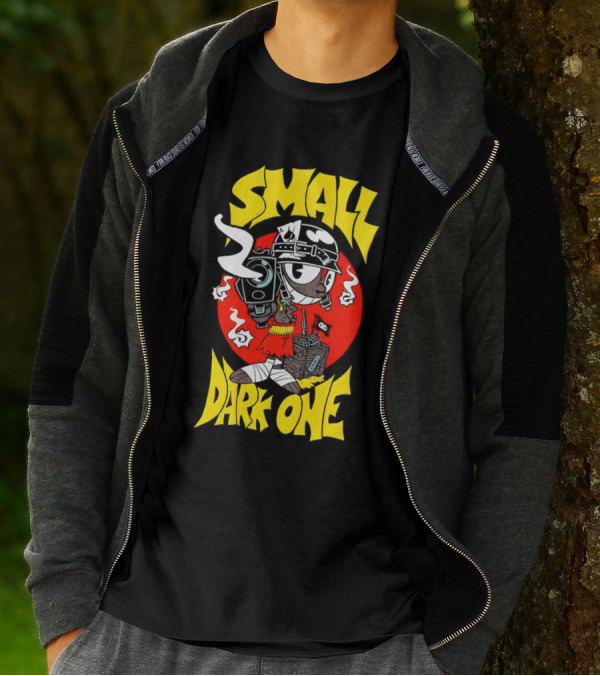 Small Dark One Gunsmoke Skateboard Pizza Character T-Shirt