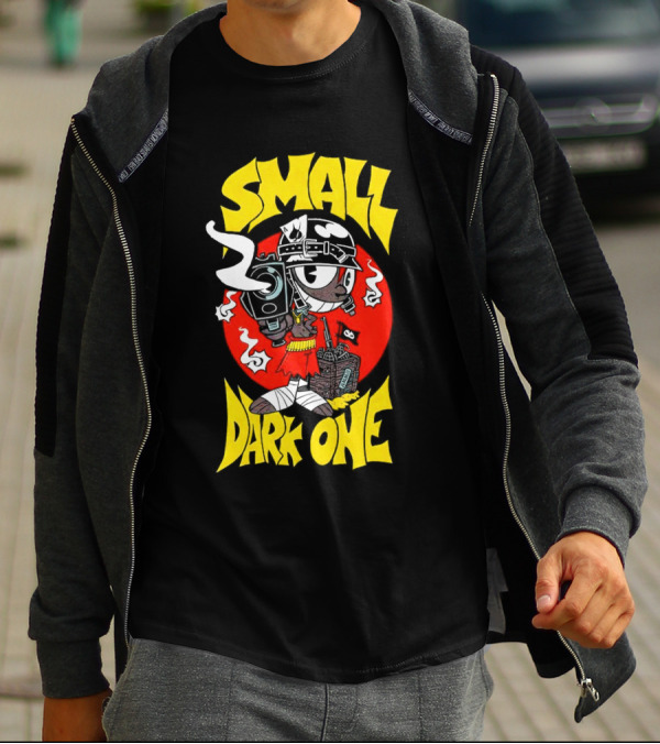 Small Dark One Gunsmoke Skateboard Pizza Character T-Shirt