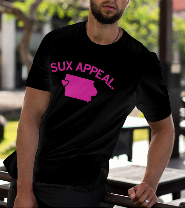 Sux Appeal Pink Iowa Heart Map T-Shirt