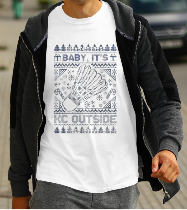 Baby It’s KC Outside Ugly Sweater Style With Mittens And Winter Icons T-Shirt