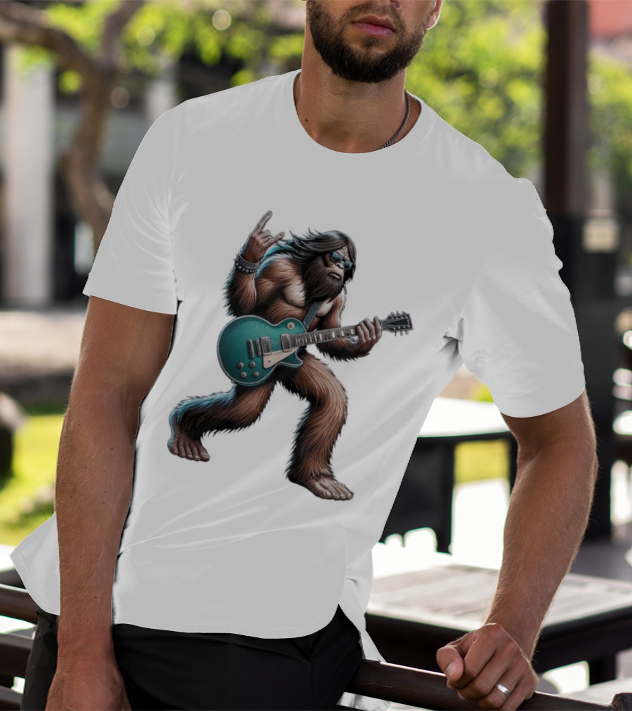 Bigfoot Rocking Out With Electric Guitar T-Shirt
