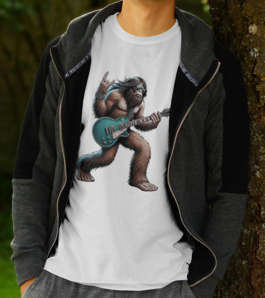 Bigfoot Rocking Out With Electric Guitar T-Shirt