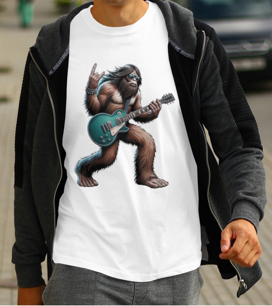 Bigfoot Rocking Out With Electric Guitar T-Shirt