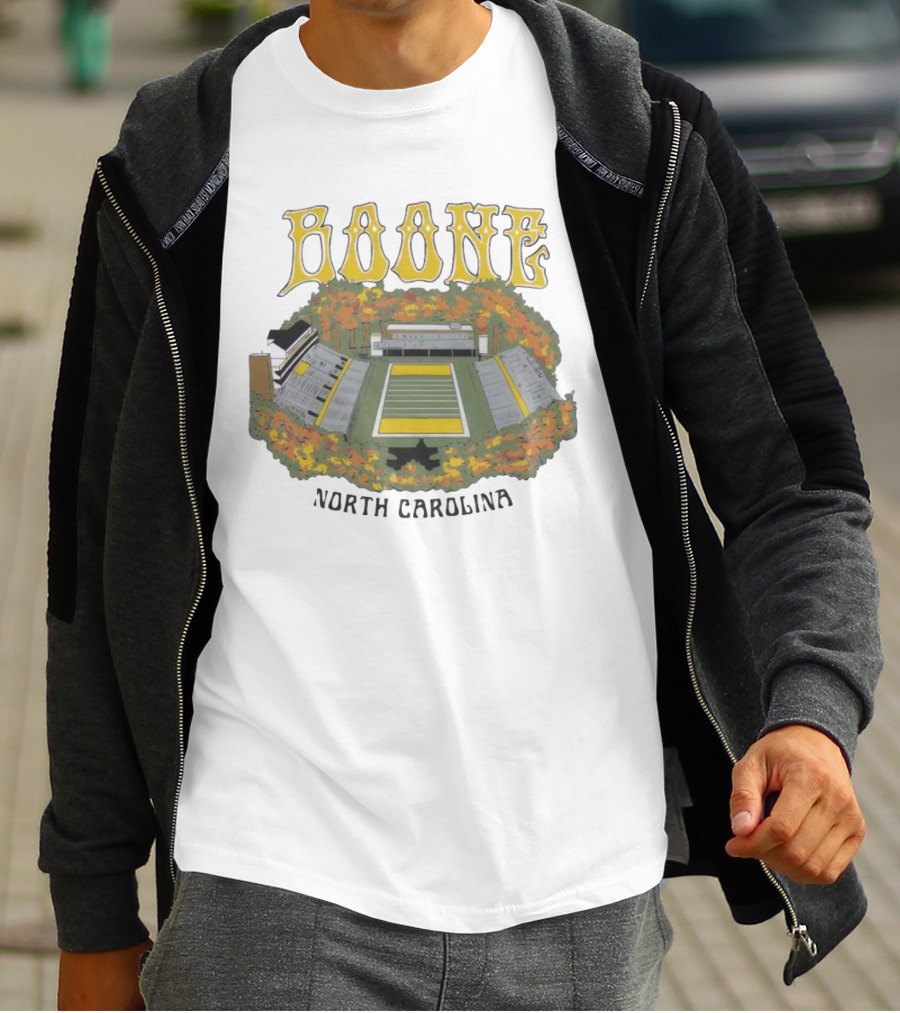 Boone Stadium North Carolina Football Field Surrounded By Autumn Foliage T-Shirt