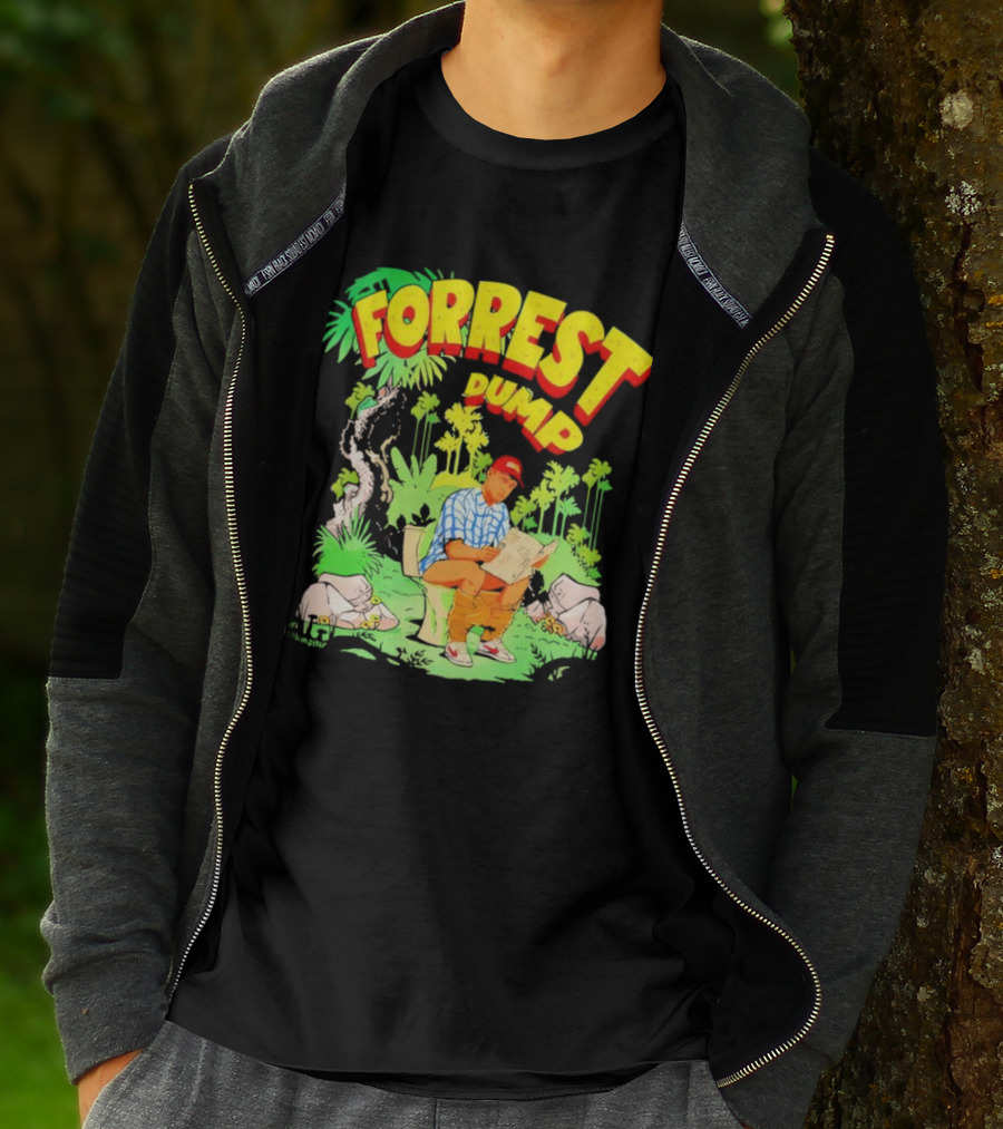 FORREST DUMP CARTOON TOILET JUNGLE READING T-Shirt
