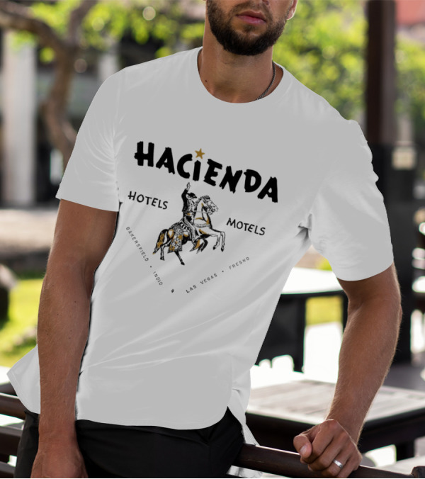 Hacienda Hotels Motels Bakersfield Indio Las Vegas Fresno Vintage Star Rider T-Shirt