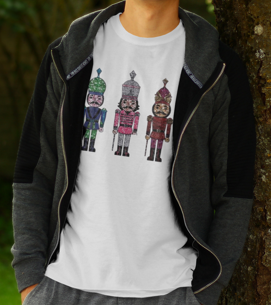 Nutcracker Christmas Glitter Soldiers Trio T-Shirt