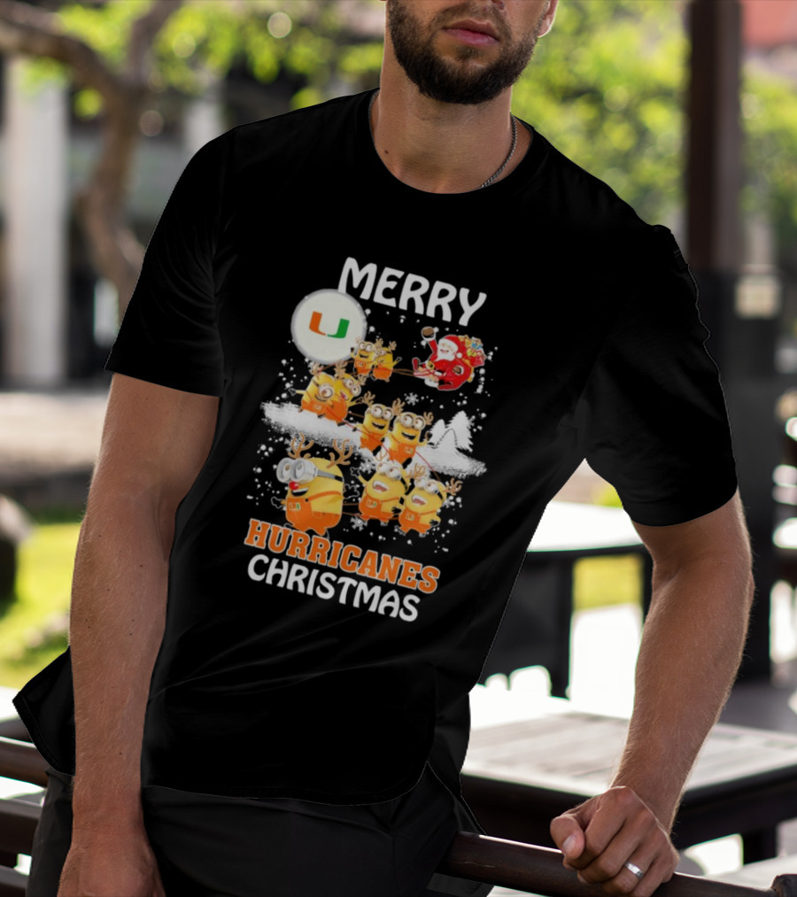 Merry Minions Miami Hurricanes Christmas T-Shirt
