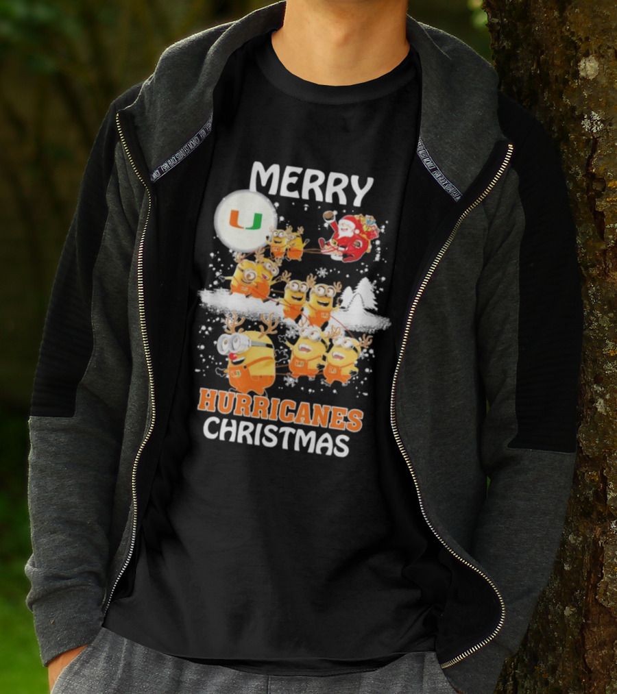 Merry Minions Miami Hurricanes Christmas T-Shirt