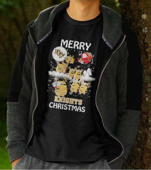 Merry UCF Knights Christmas With Minions And Santa T-Shirt