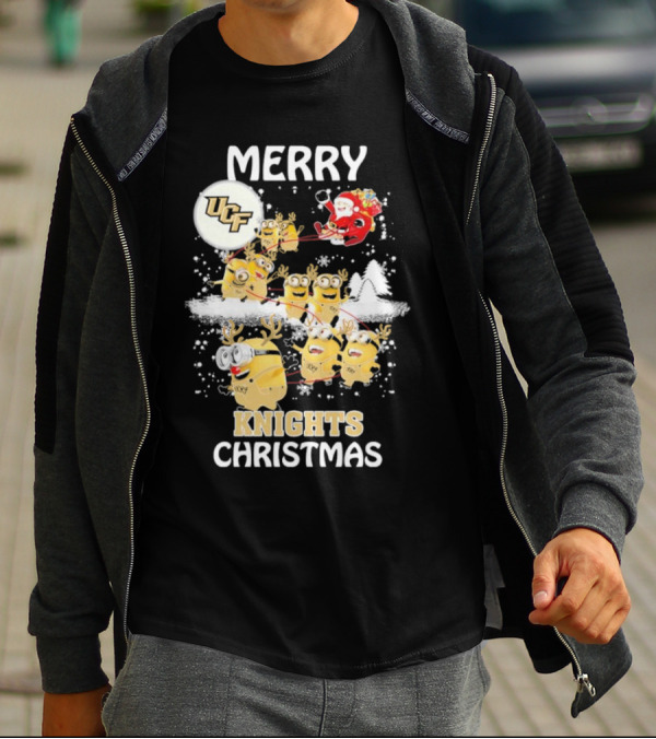 Merry UCF Knights Christmas With Minions And Santa T-Shirt