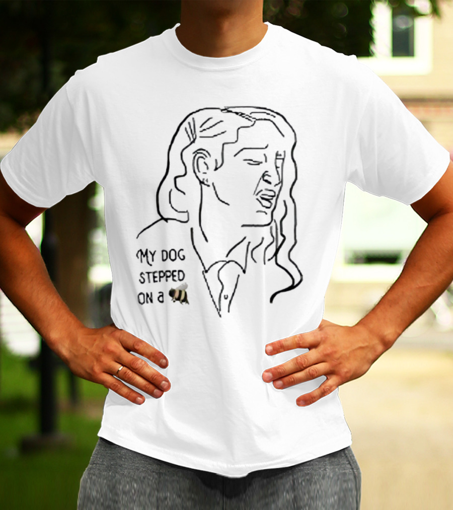 My Dog Stepped On A Bee Face Outline Drawing T-Shirt