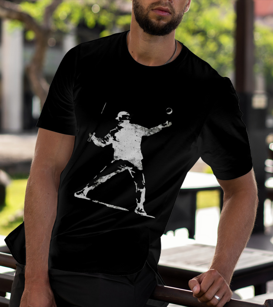 Banksy Flower Thrower Graffiti Street Art Baseball T-Shirt