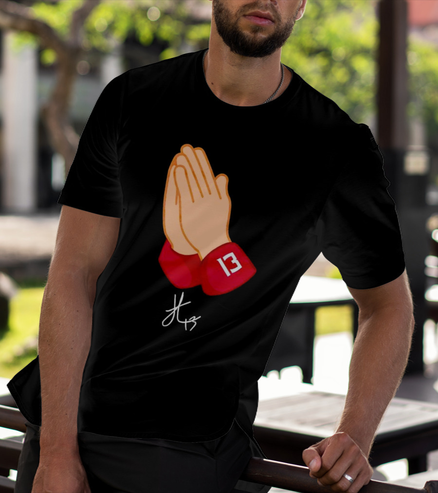 Jordan Travis Signature Praying Hands Number 13 Autograph T-Shirt