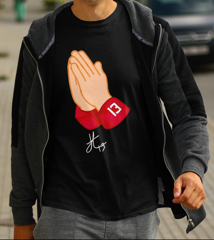Jordan Travis Signature Praying Hands Number 13 Autograph T-Shirt