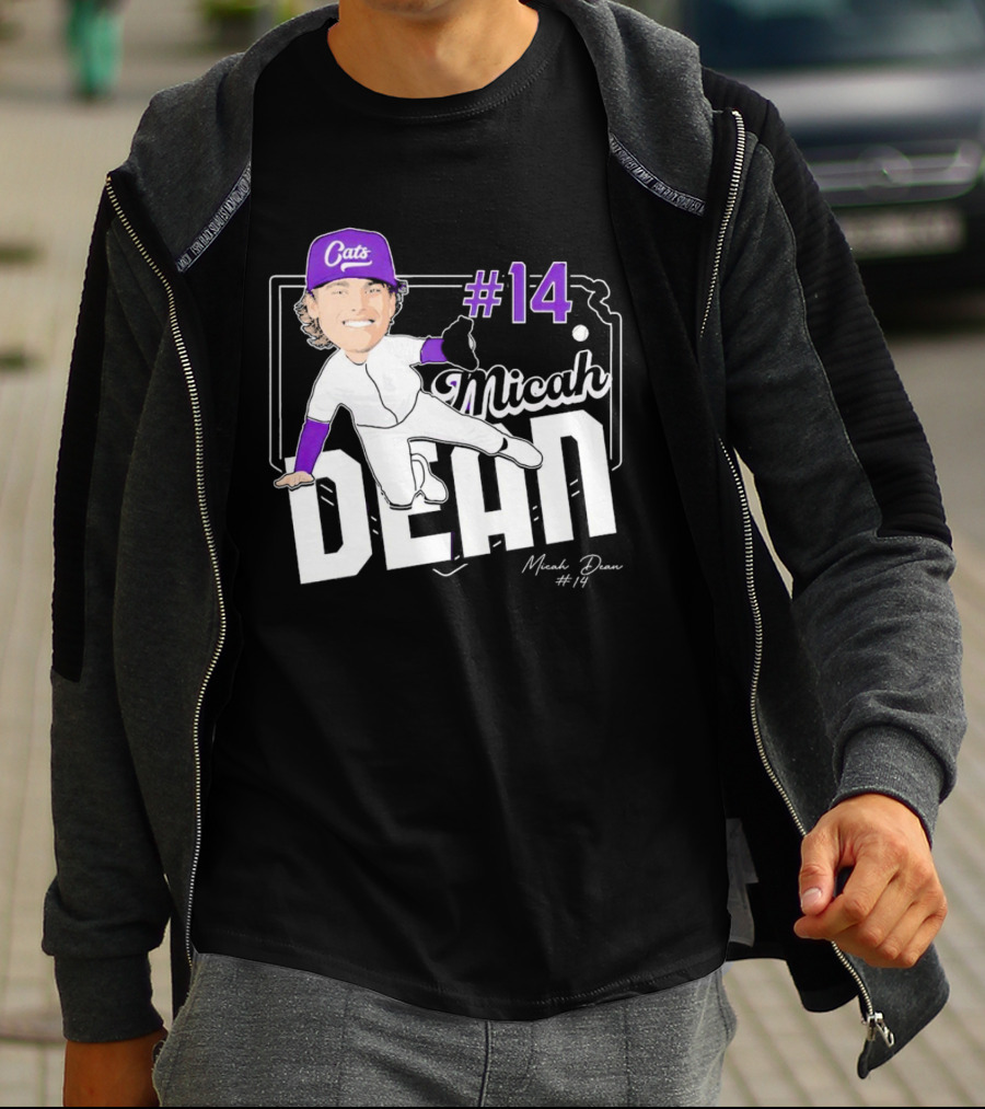 Micah Dean #14 Kansas State Wildcats Cats Infielder Signature T-Shirt