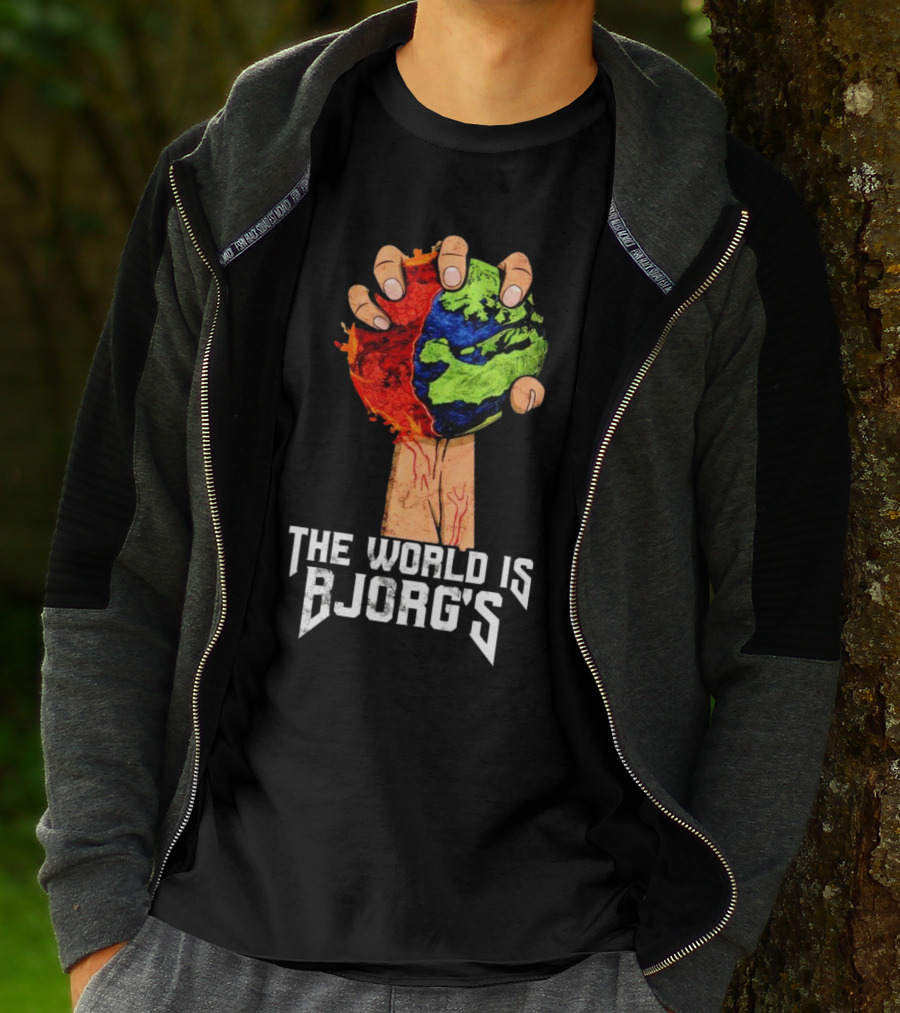 The World Is Bjorg's Hand Gripping Bloodied Earth T-Shirt