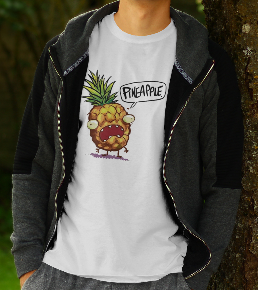 Pineapple Cute Pineapple With Cartoon Face And Funny Expression T-Shirt