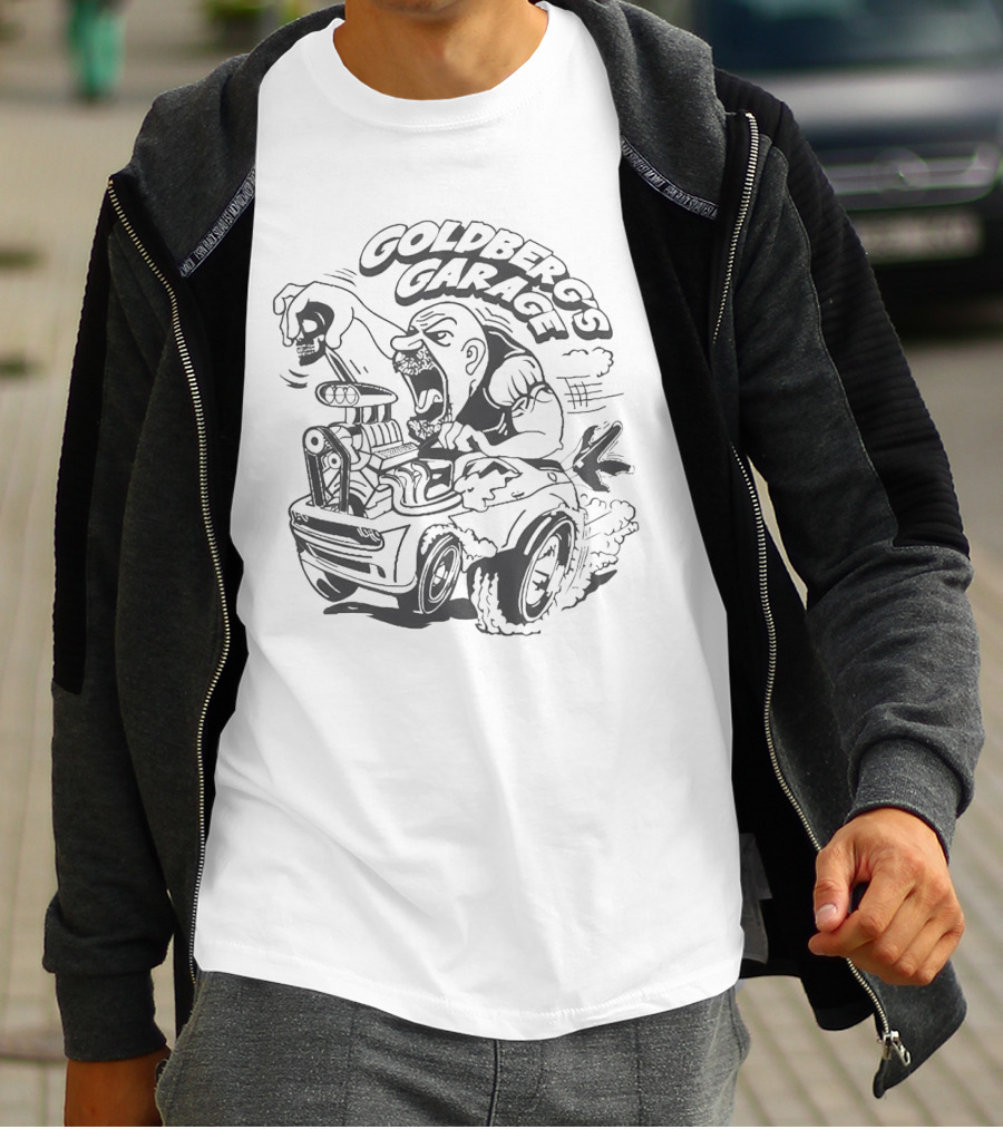 GOLDBERG'S GARAGE SPEED DEMON SKULL HOT ROD T-Shirt