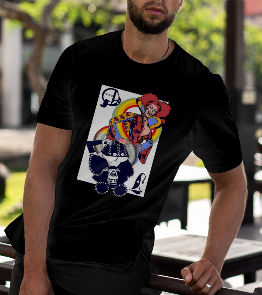 Jimbo Queen Of Hearts Playing Card Rainbow Drag T-Shirt