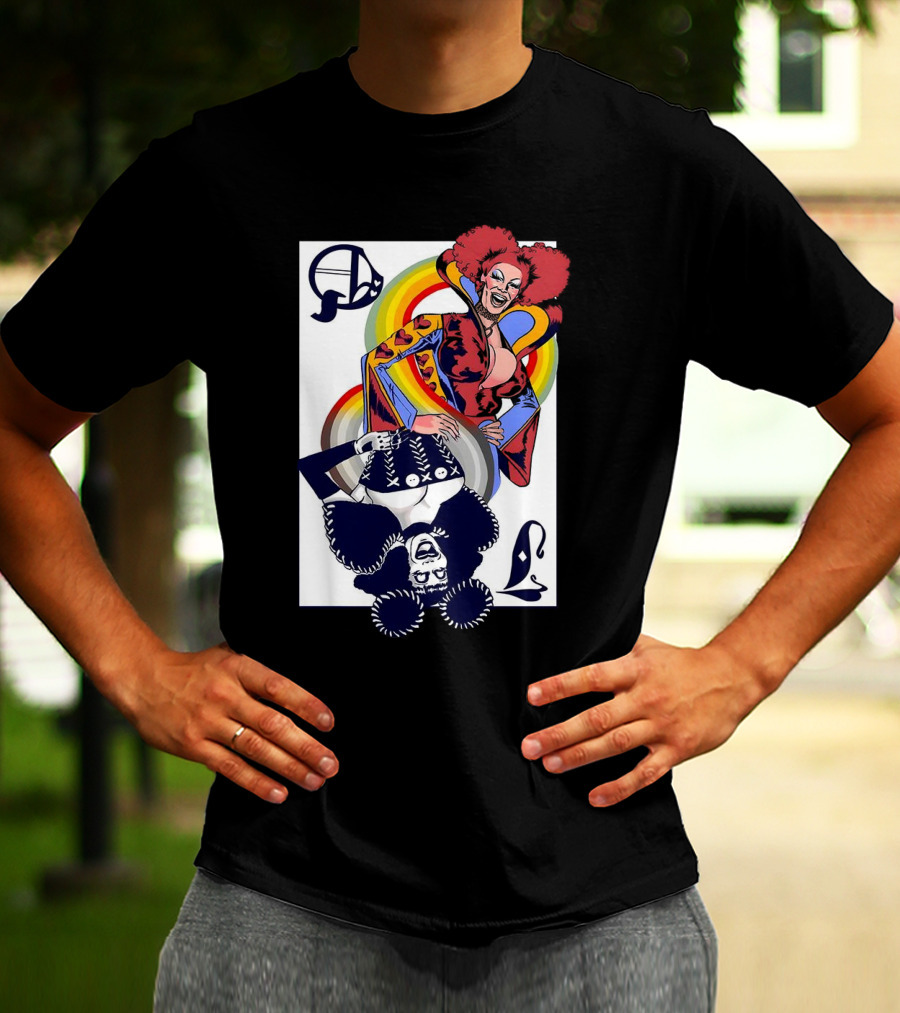Jimbo Queen Of Hearts Playing Card Rainbow Drag T-Shirt
