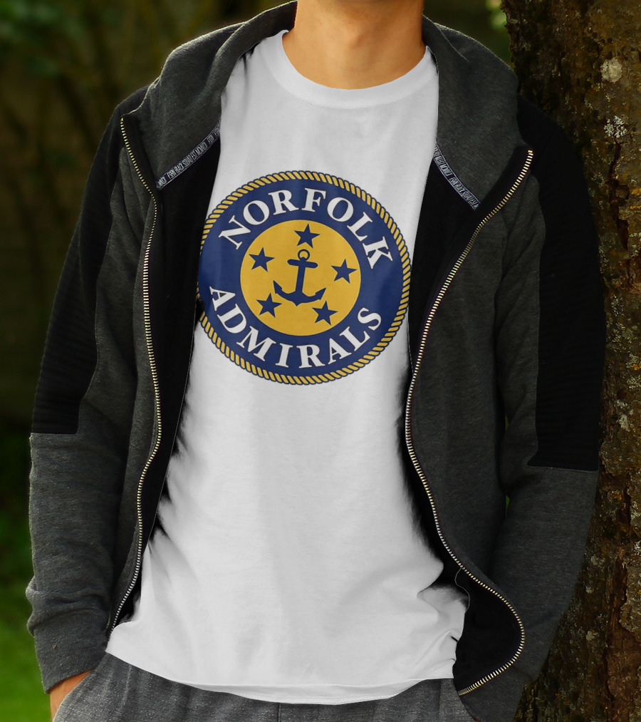 Norfolk Admirals Anchored Stars Emblem Navy Yellow T-Shirt