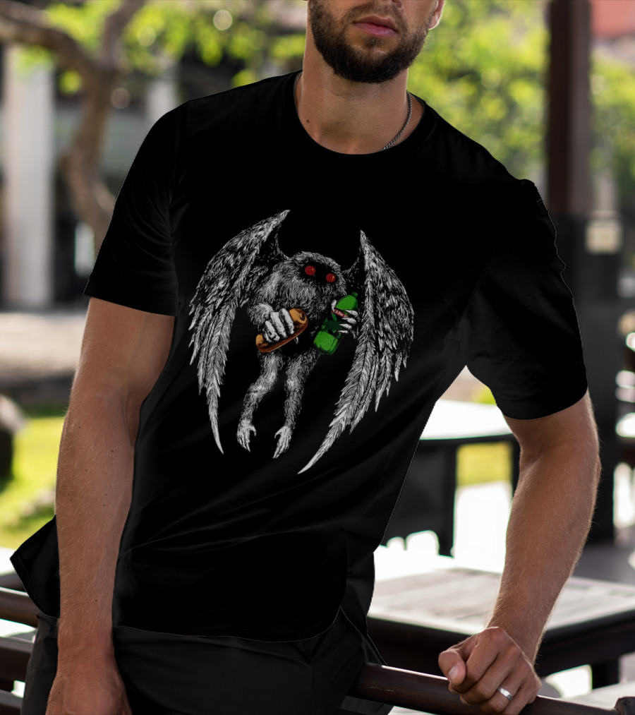 Threat Llama Appalachian Guardian Mothman Holding Sub And Soda T-Shirt