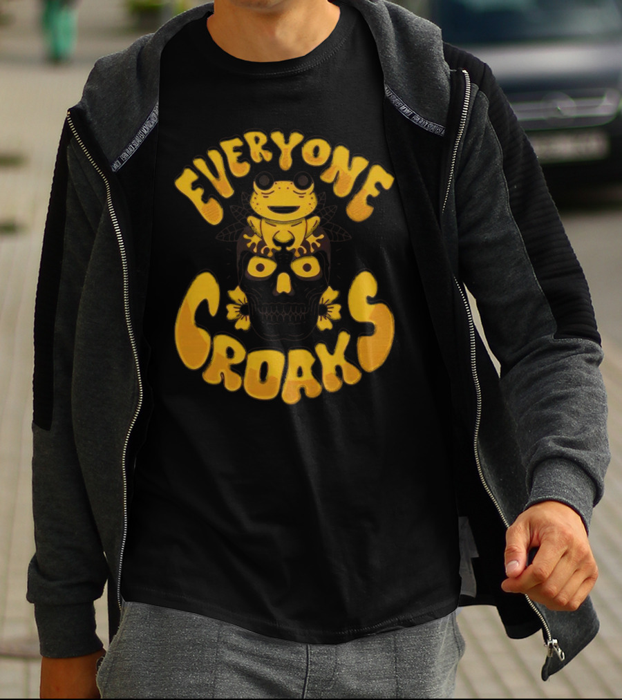Everyone Croaks Frog On Skull T-Shirt