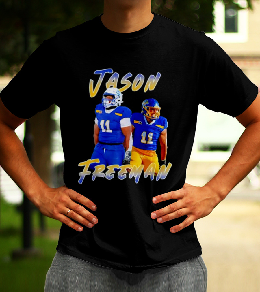 Jason Freeman Football Gameday 11 Blue And Yellow Gear T-Shirt