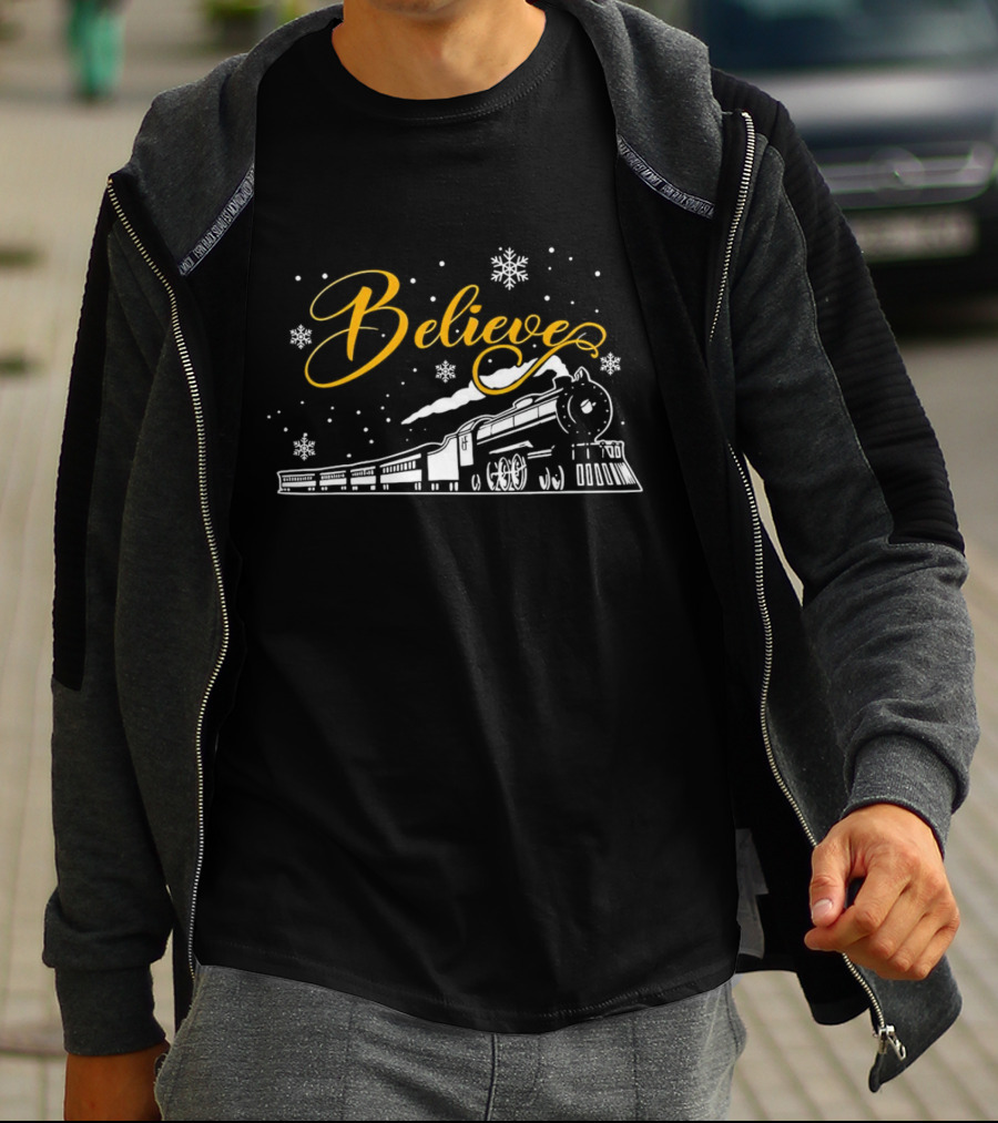Believe Christmas Train Snowflake Magic T-Shirt